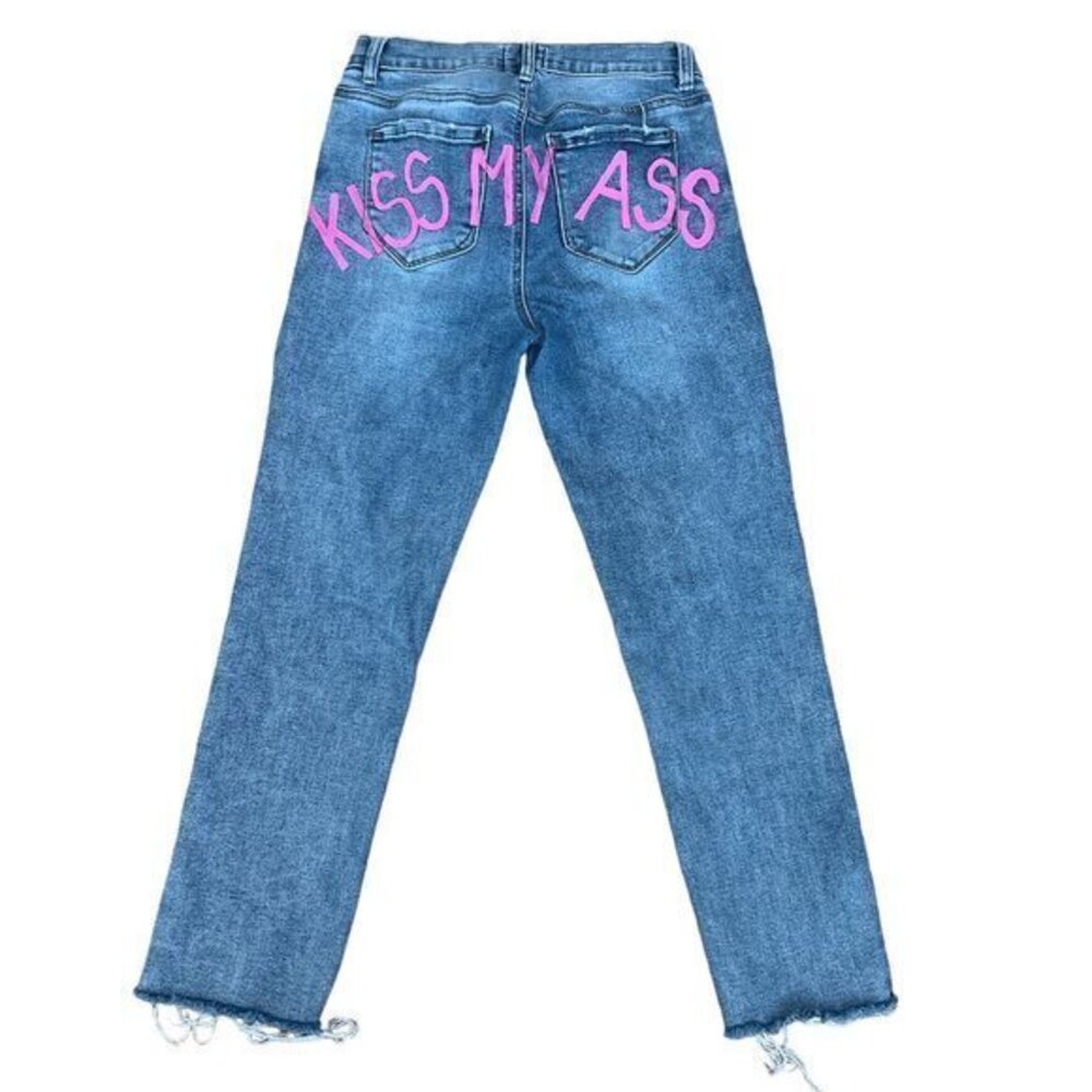 Hand Painted Kiss My Ass Jeans